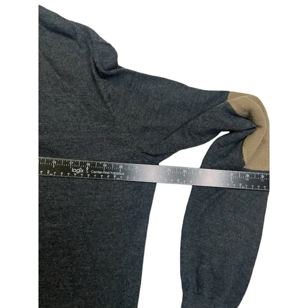 J Lindeberg Cardigan Sweater Mens XXL Fits Sz LARGE Gray Elbow Patch Pinehurst